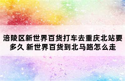 涪陵区新世界百货打车去重庆北站要多久 新世界百货到北马路怎么走